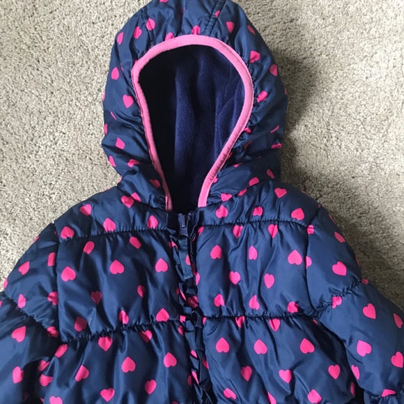 🔶Heart Print Pink Platinum Warm & Cozy Puffer Coat - Picture 2 of 6